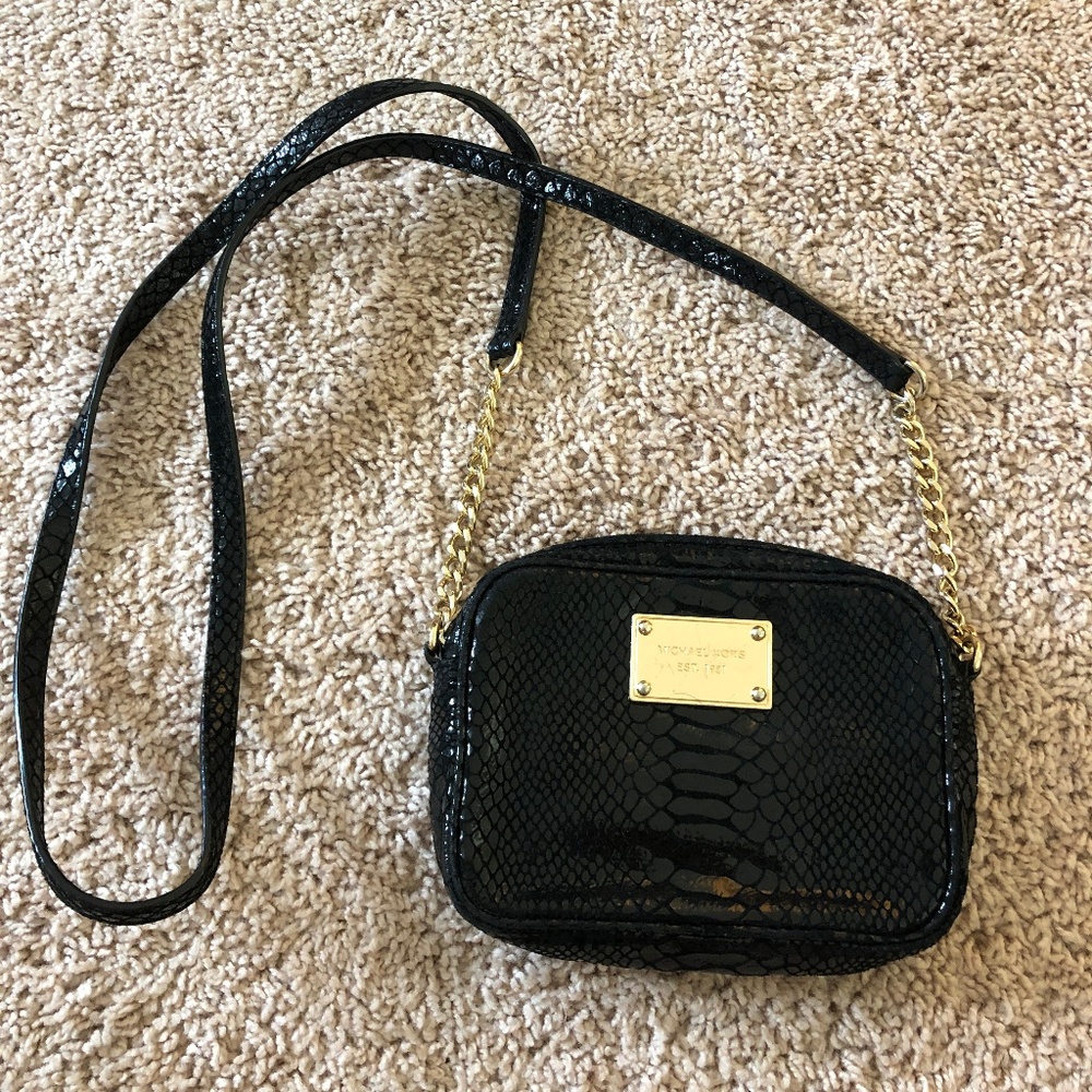 Michael Kors mini black snakeskin purse